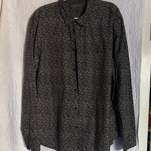 Calvin Klein Men's Black and White Patterned Shirt